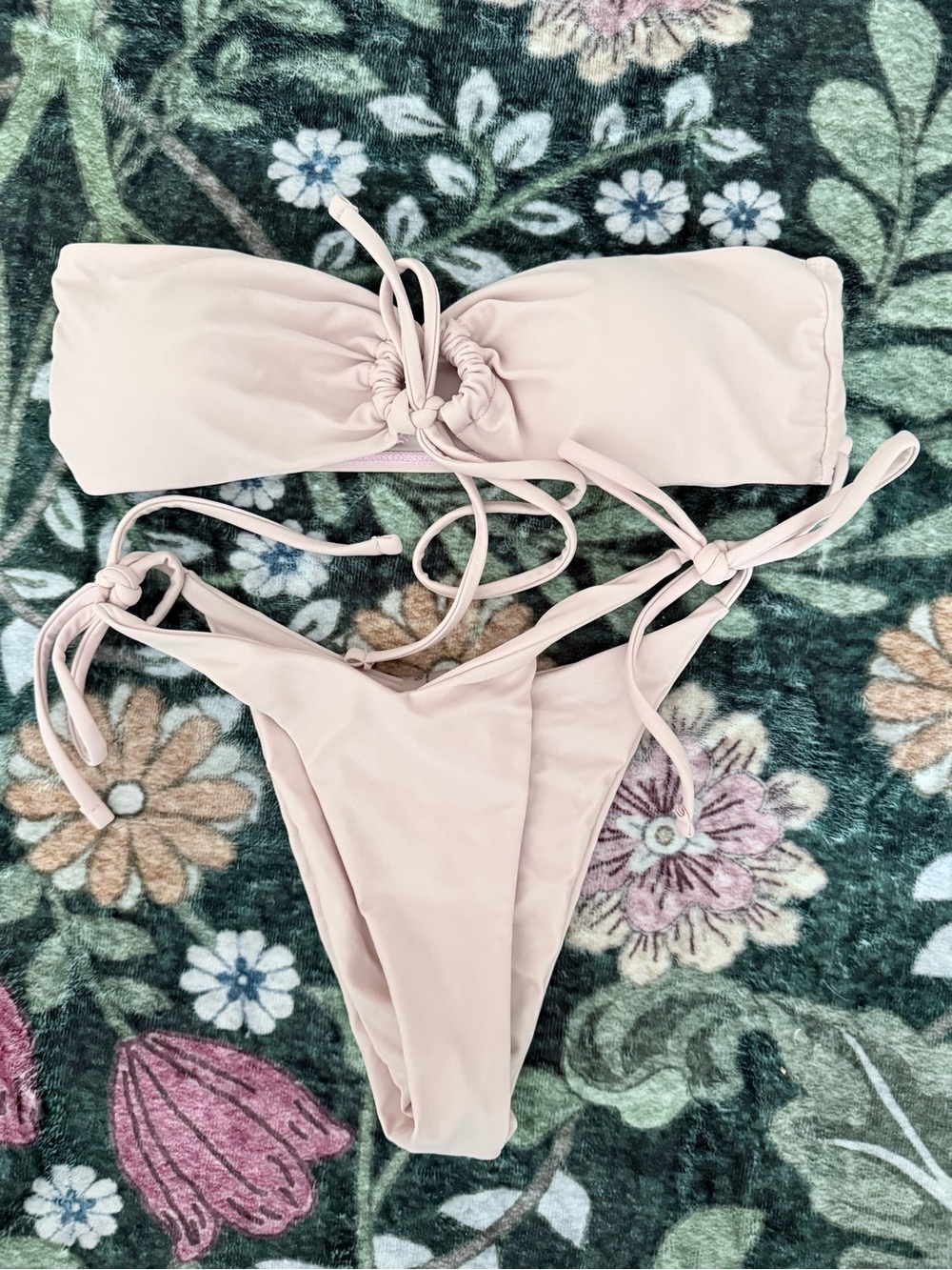 Blush Pink Tie-Detail Bikini Set